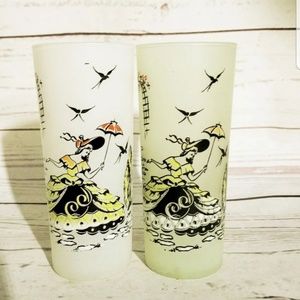 2 Vintage Satin Glass Ice Tea‎ Glasses